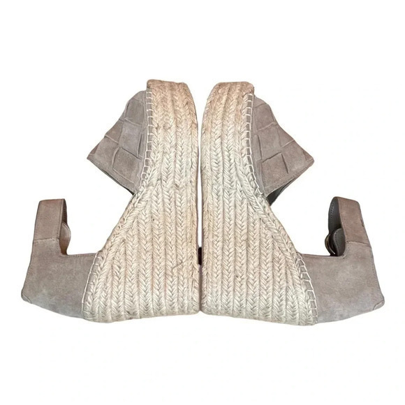 MARC‎ FISHER LTD ADALLA PLATFORM ESPADRILLE WEDGE TAN GRAY SIZE 9.5 - Picture 5 of 11